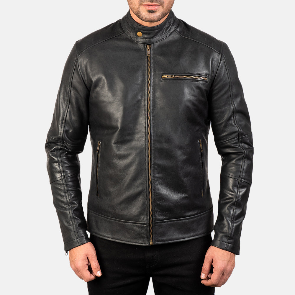 Dean Leather Biker Jacket - Black
