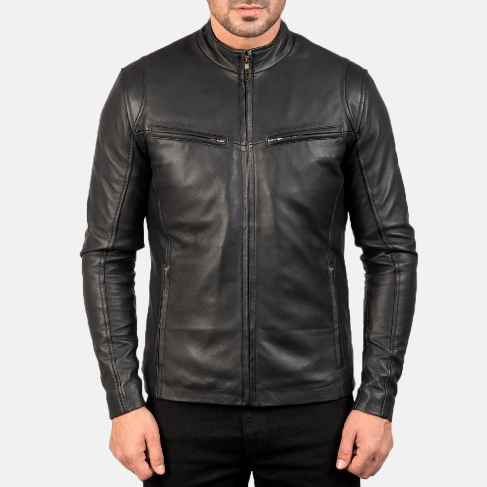 Ionic Leather Biker Jacket - Black