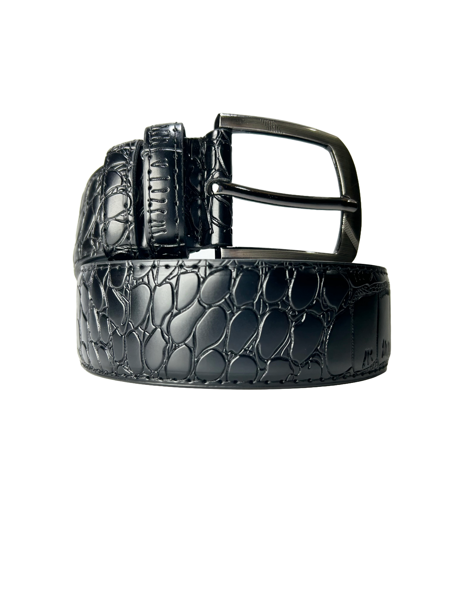 Crocodile Textured Leather Belt