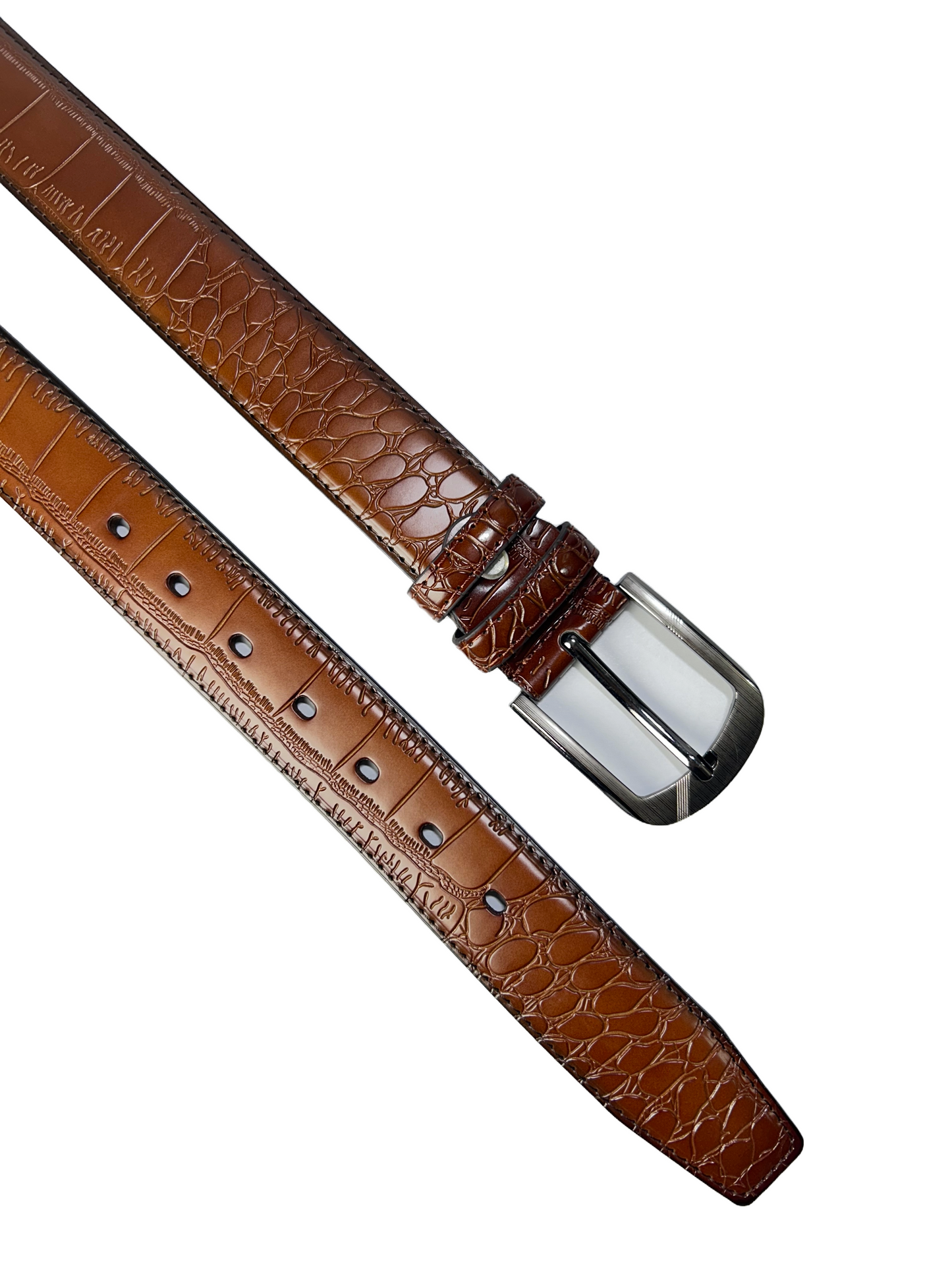 Crocodile Textured Leather Belt