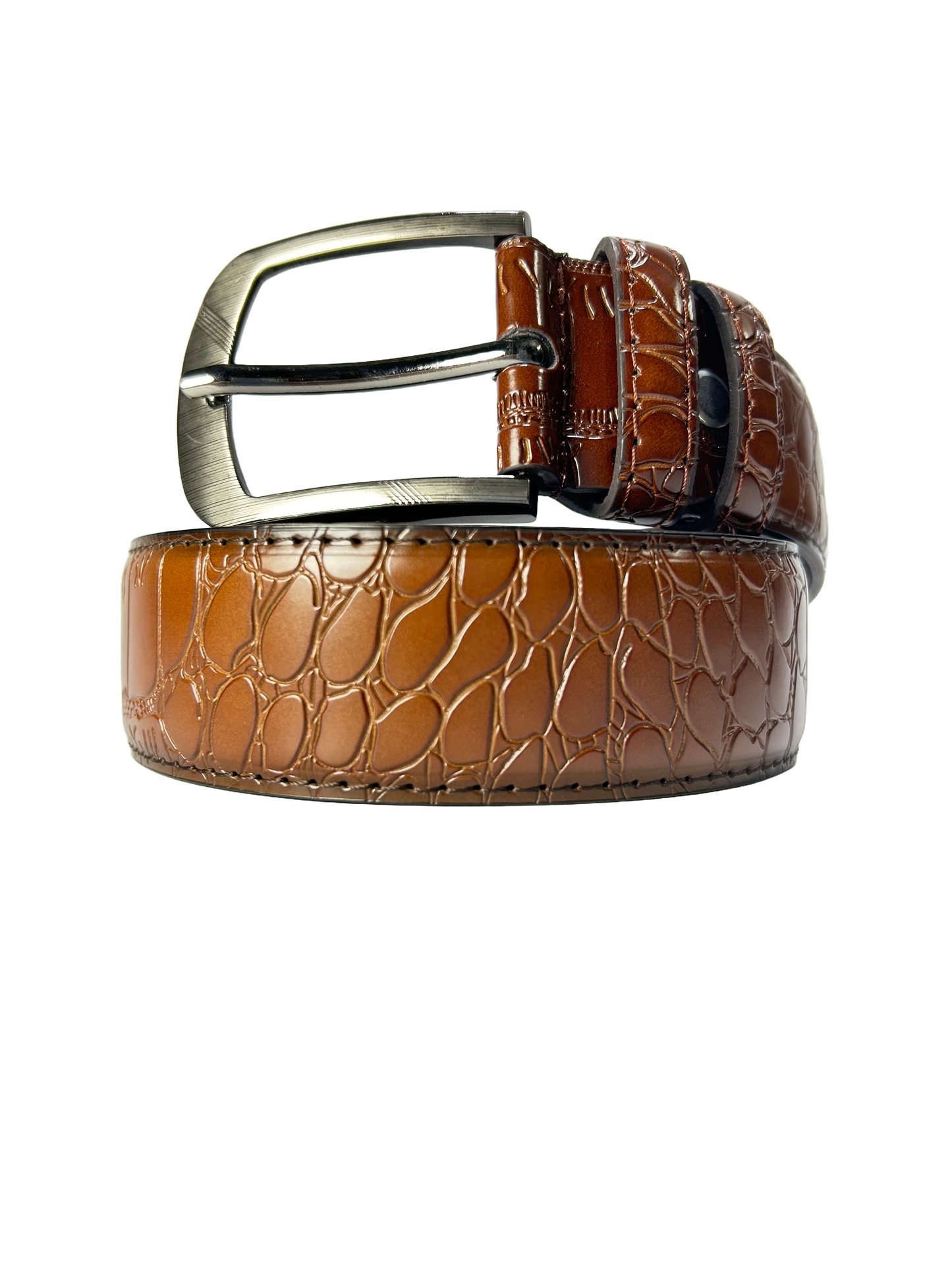 Crocodile Textured Leather Belt