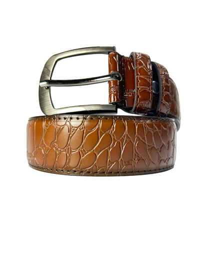 Crocodile Textured Leather Belt