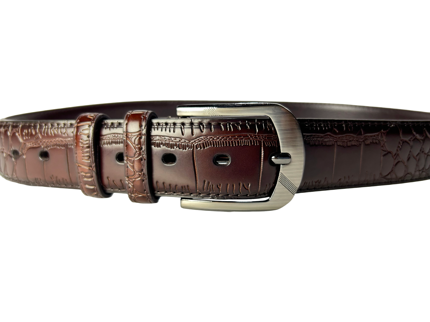 Crocodile Textured Leather Belt