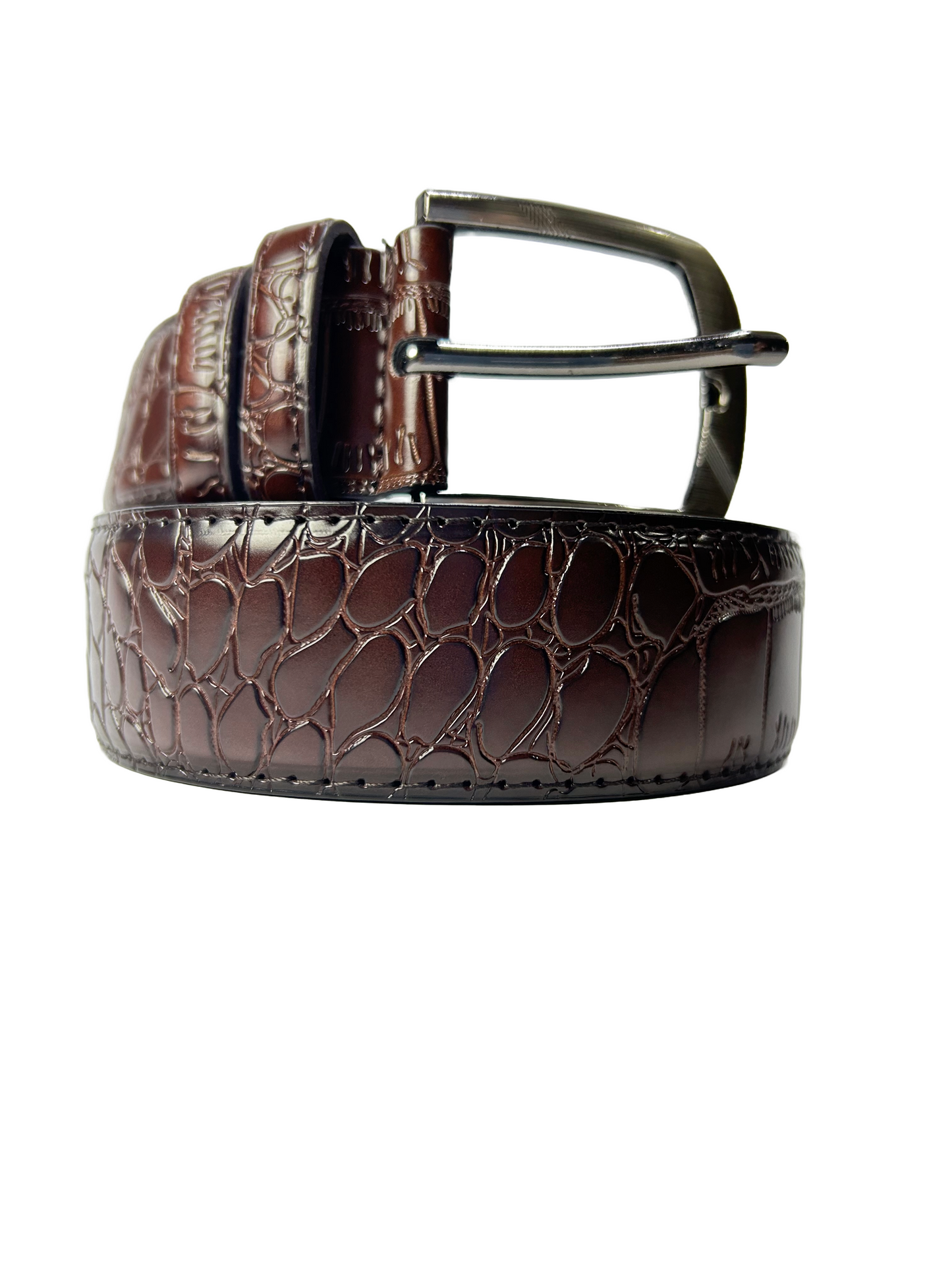 Crocodile Textured Leather Belt