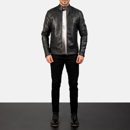 Dean Leather Biker Jacket - Black