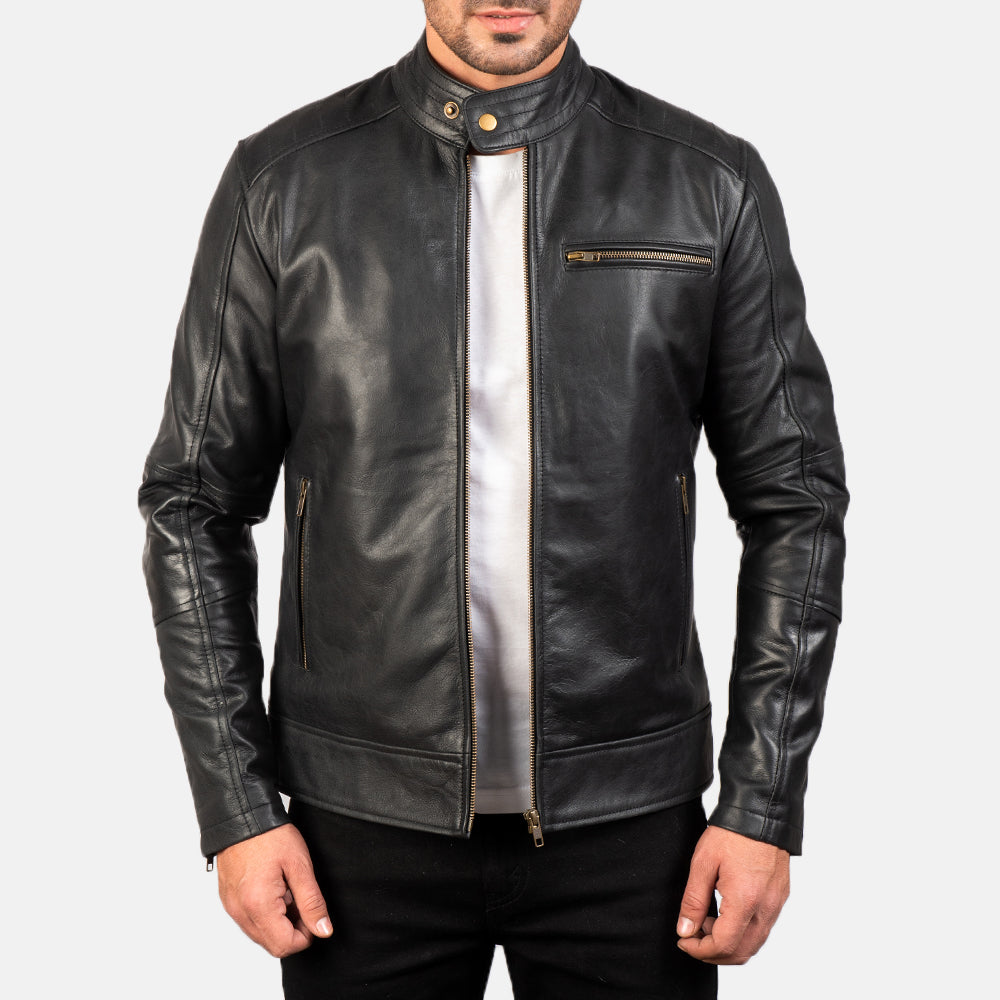 Dean Leather Biker Jacket - Black