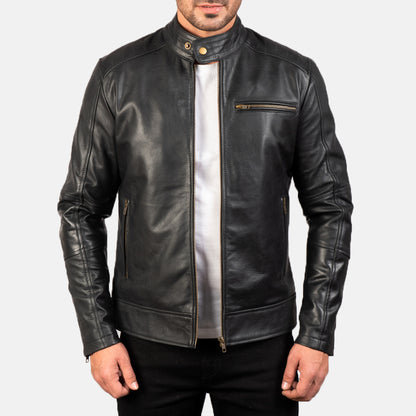Dean Leather Biker Jacket - Black