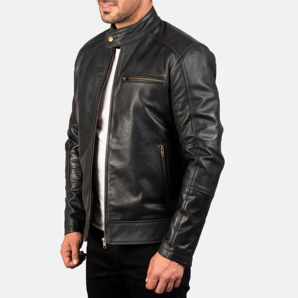 Dean Leather Biker Jacket - Black