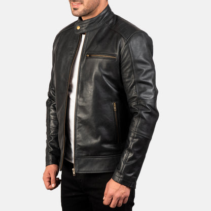 Dean Leather Biker Jacket - Black