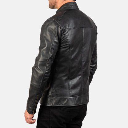Dean Leather Biker Jacket - Black