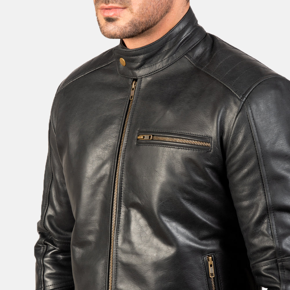 Dean Leather Biker Jacket - Black