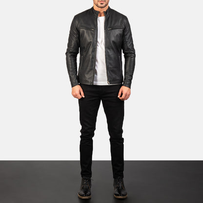 Ionic Leather Biker Jacket - Black
