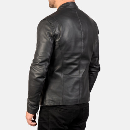 Ionic Leather Biker Jacket - Black